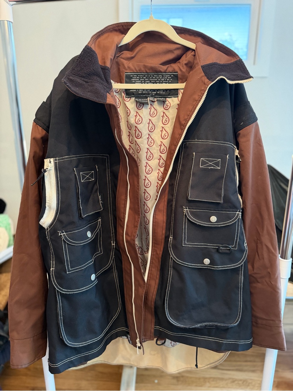 Men's Two-Tone Brown & Black Utility Jacket